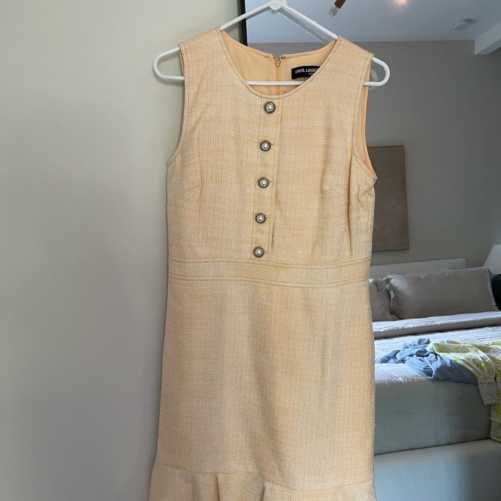 Karl Lagerfeld Yellow Sleeveless Sheath Dress